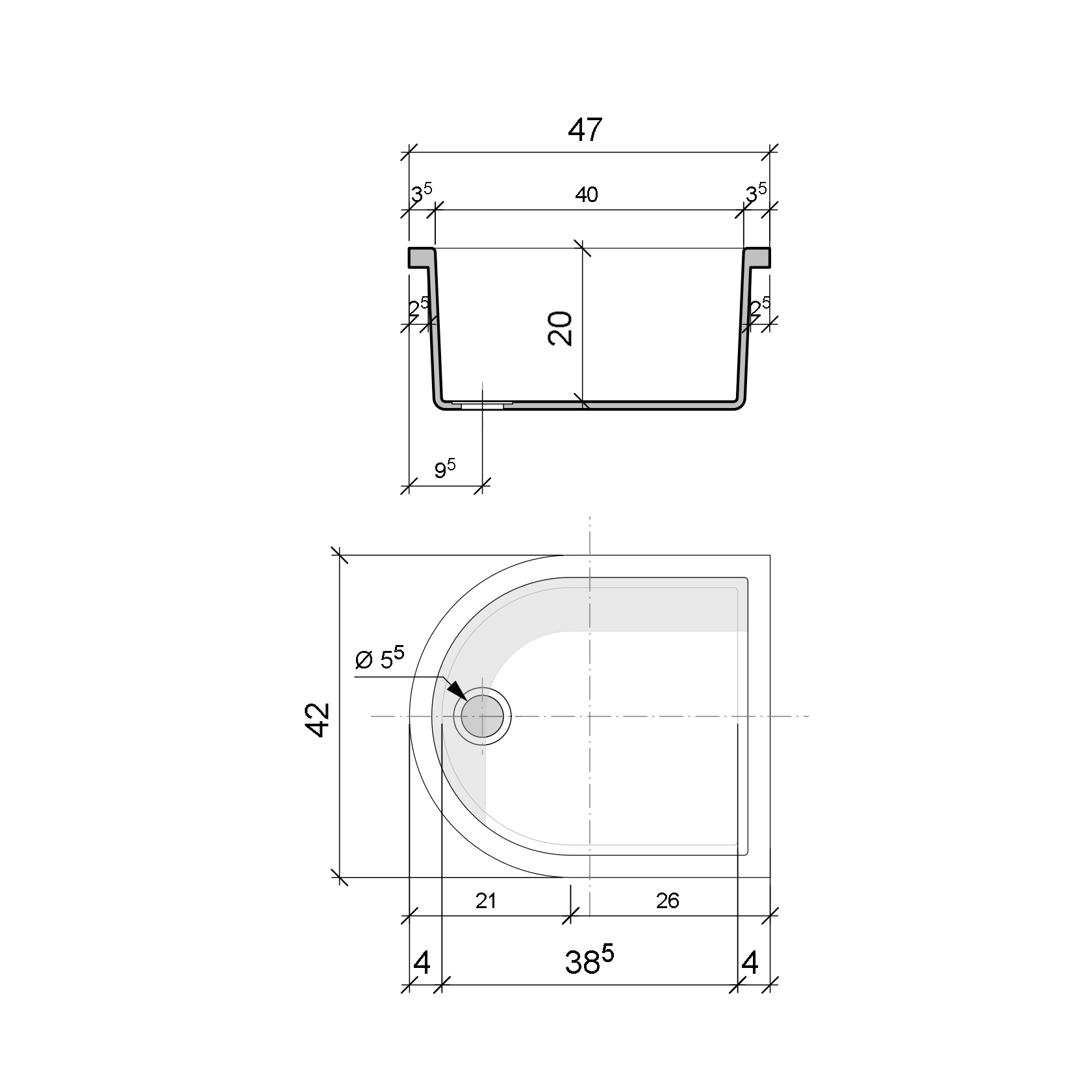 Fußbecken Halbrund (ohne Einfassung) – Bild 2